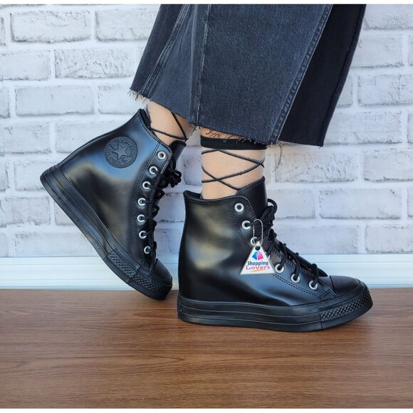 ⭐Converse Chuck Taylor All Star Wedge Platform Hi 7 Patent Leather Shoes A12827C - Picture 3 of 13